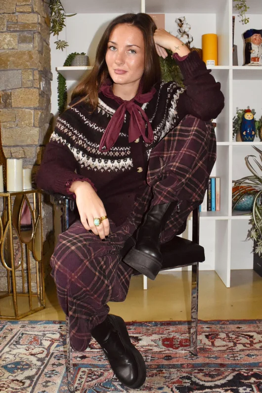 Ferguson Fair Isle Cardigan Fig